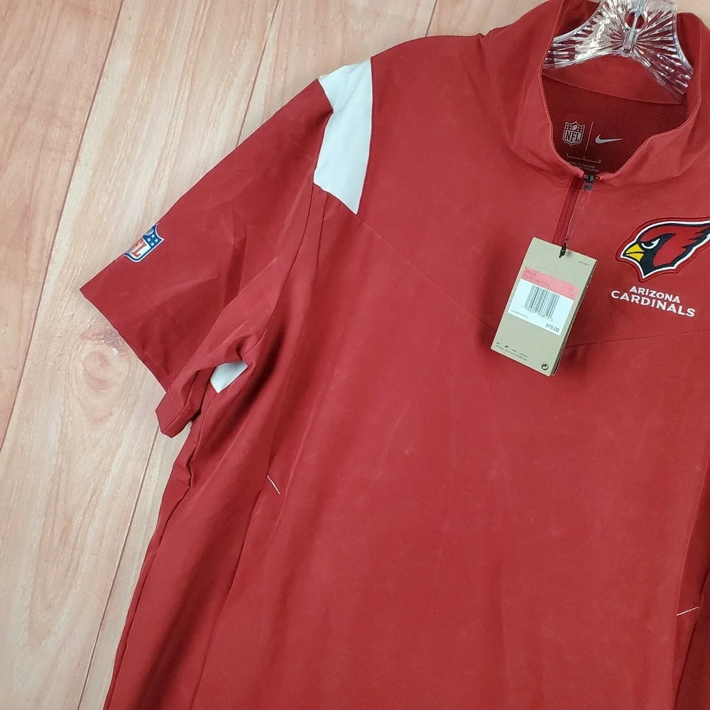 Nike Top Mens Large Red 1/4 Zip Pullover Sideline‎ Coaches NFL Arizona Cardinals